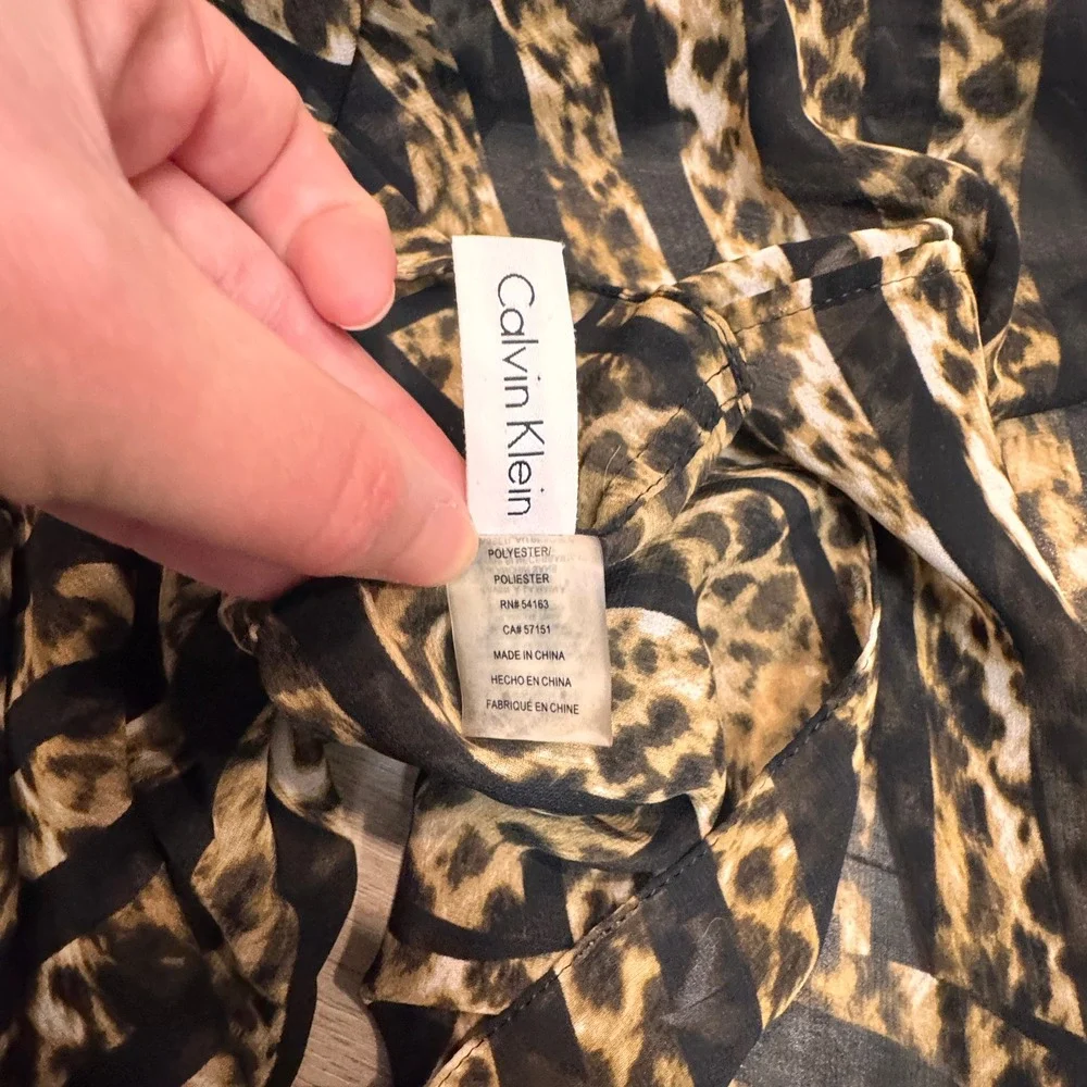 Calvin Klein Infinity Scarf‎ Leopard Print Black Gold Cheetah Zebra Stripes